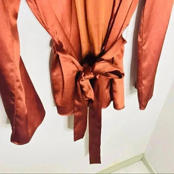 The Jetset Diaries Leo Wrap Top in Copper Satin Medium - Picture 9 of 10